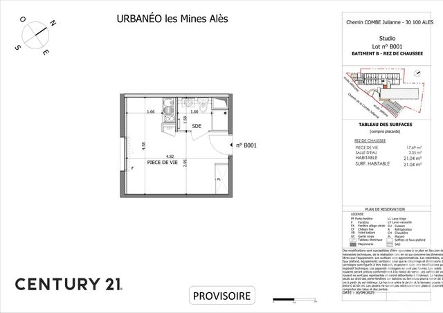 Appartement Studio à vendre - 1 pièce - 20.93 m2 - ALES - 30 - LANGUEDOC-ROUSSILLON - Century 21 Impact Immobilier