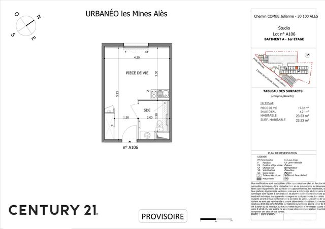 Appartement Studio à vendre - 1 pièce - 23.92 m2 - ALES - 30 - LANGUEDOC-ROUSSILLON - Century 21 Impact Immobilier