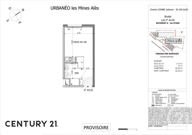 Appartement Studio à vendre - 1 pièce - 18.66 m2 - ALES - 30 - LANGUEDOC-ROUSSILLON - Century 21 Impact Immobilier