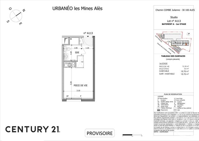Appartement Studio à vendre - 1 pièce - 18.66 m2 - ALES - 30 - LANGUEDOC-ROUSSILLON - Century 21 Impact Immobilier