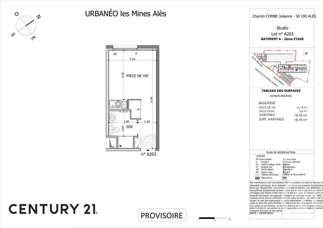 Appartement Studio à vendre - 1 pièce - 18.66 m2 - ALES - 30 - LANGUEDOC-ROUSSILLON - Century 21 Impact Immobilier