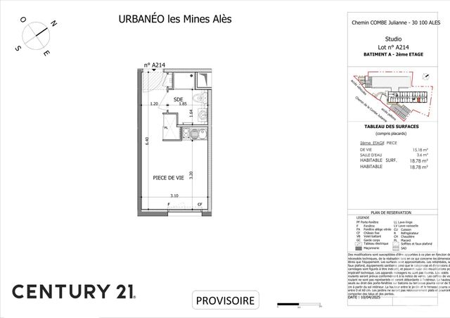 Appartement Studio à vendre - 1 pièce - 18.66 m2 - ALES - 30 - LANGUEDOC-ROUSSILLON - Century 21 Impact Immobilier