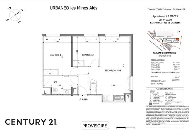 Appartement T3 à vendre - 3 pièces - 61.88 m2 - ALES - 30 - LANGUEDOC-ROUSSILLON - Century 21 Impact Immobilier