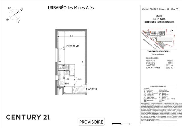 Appartement Studio à vendre - 1 pièce - 20.59 m2 - ALES - 30 - LANGUEDOC-ROUSSILLON - Century 21 Impact Immobilier
