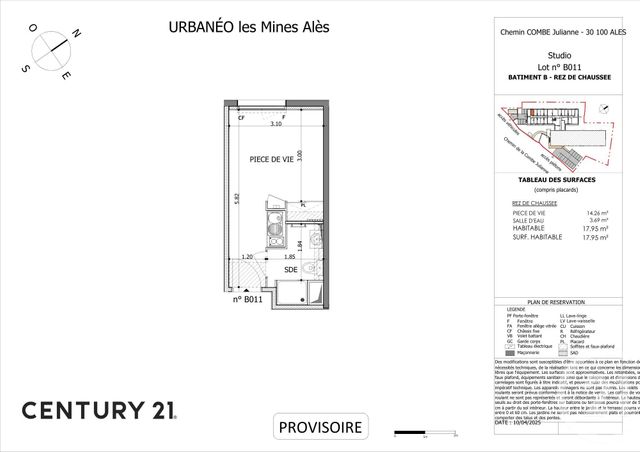 Appartement Studio à vendre - 1 pièce - 17.19 m2 - ALES - 30 - LANGUEDOC-ROUSSILLON - Century 21 Impact Immobilier