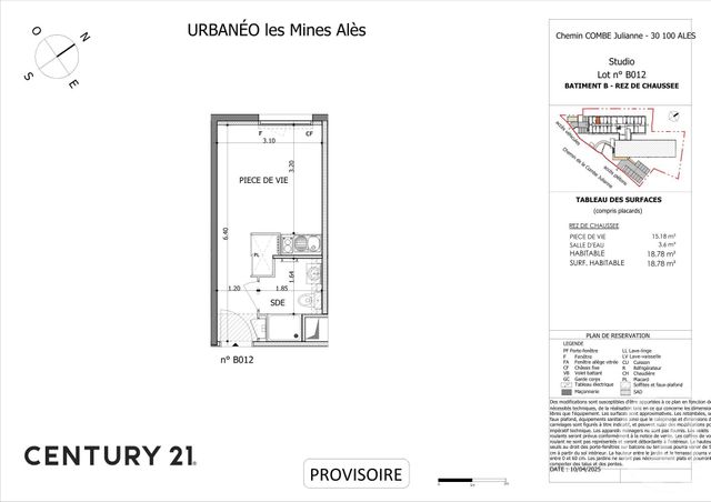 Appartement Studio à vendre - 1 pièce - 18.66 m2 - ALES - 30 - LANGUEDOC-ROUSSILLON - Century 21 Impact Immobilier