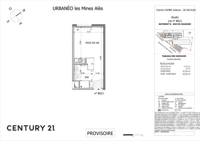 Appartement Studio à vendre - 1 pièce - 18.66 m2 - ALES - 30 - LANGUEDOC-ROUSSILLON - Century 21 Impact Immobilier