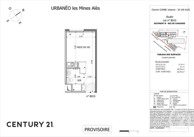 Appartement Studio à vendre - 1 pièce - 18.66 m2 - ALES - 30 - LANGUEDOC-ROUSSILLON - Century 21 Impact Immobilier