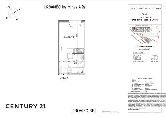 Appartement Studio à vendre - 1 pièce - 18.66 m2 - ALES - 30 - LANGUEDOC-ROUSSILLON - Century 21 Impact Immobilier