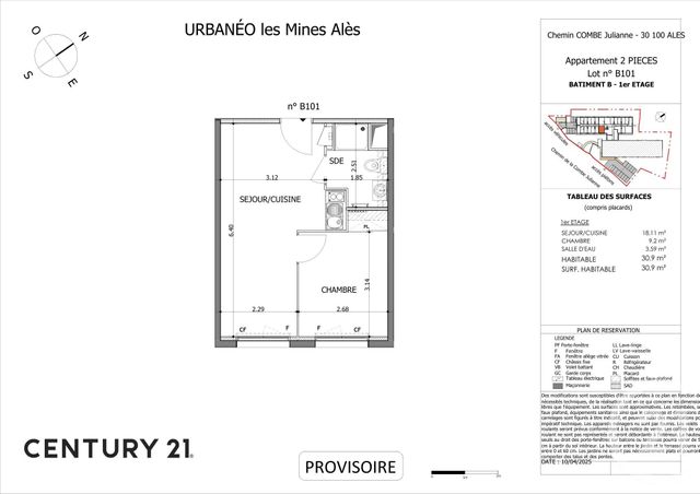 Appartement Studio à vendre - 2 pièces - 30.31 m2 - ALES - 30 - LANGUEDOC-ROUSSILLON - Century 21 Impact Immobilier