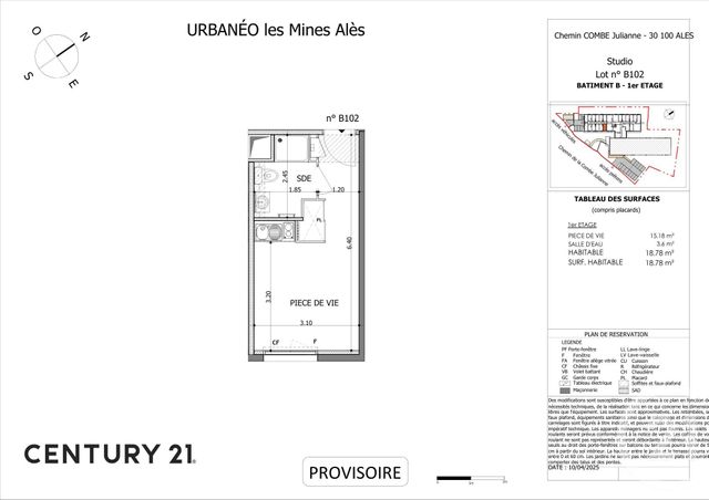 Appartement Studio à vendre - 1 pièce - 18.66 m2 - ALES - 30 - LANGUEDOC-ROUSSILLON - Century 21 Impact Immobilier