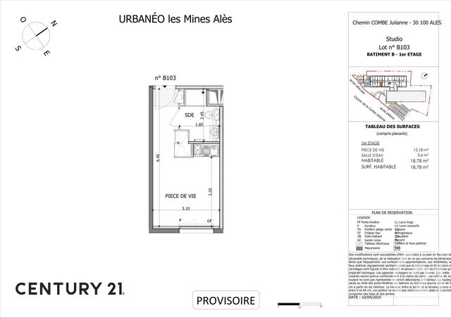 Appartement Studio à vendre - 1 pièce - 18.66 m2 - ALES - 30 - LANGUEDOC-ROUSSILLON - Century 21 Impact Immobilier