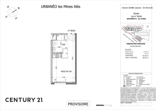 Appartement Studio à vendre - 1 pièce - 18.66 m2 - ALES - 30 - LANGUEDOC-ROUSSILLON - Century 21 Impact Immobilier