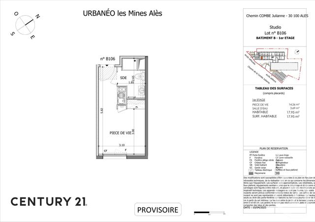Appartement Studio à vendre - 1 pièce - 17.19 m2 - ALES - 30 - LANGUEDOC-ROUSSILLON - Century 21 Impact Immobilier