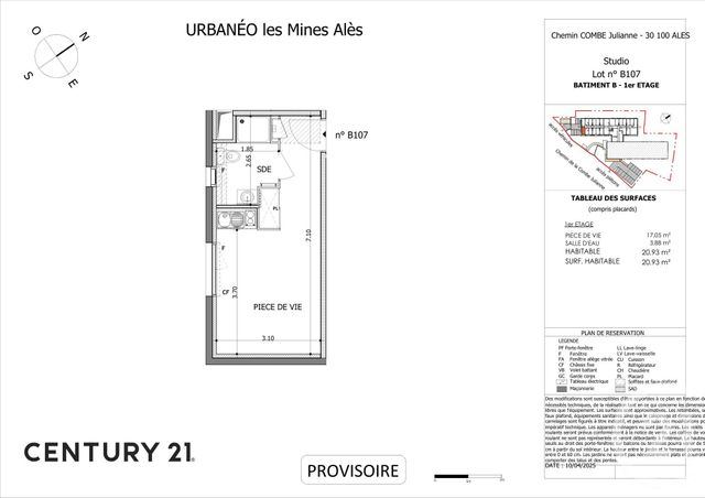 Appartement Studio à vendre - 1 pièce - 20.86 m2 - ALES - 30 - LANGUEDOC-ROUSSILLON - Century 21 Impact Immobilier