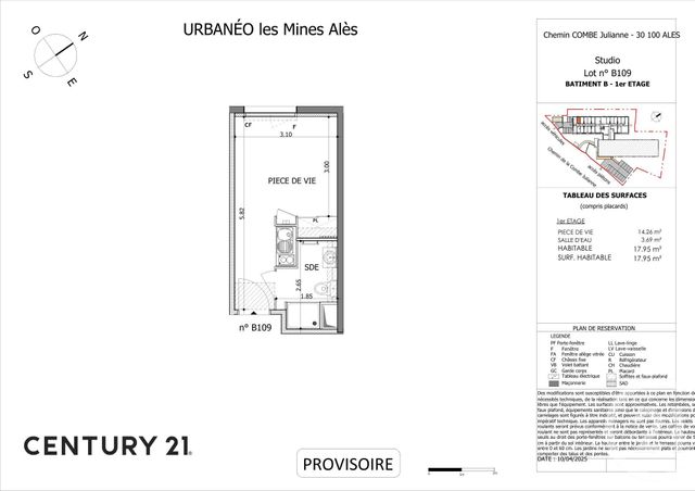 Appartement Studio à vendre - 1 pièce - 17.79 m2 - ALES - 30 - LANGUEDOC-ROUSSILLON - Century 21 Impact Immobilier