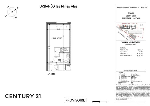 Appartement Studio à vendre - 1 pièce - 18.66 m2 - ALES - 30 - LANGUEDOC-ROUSSILLON - Century 21 Impact Immobilier