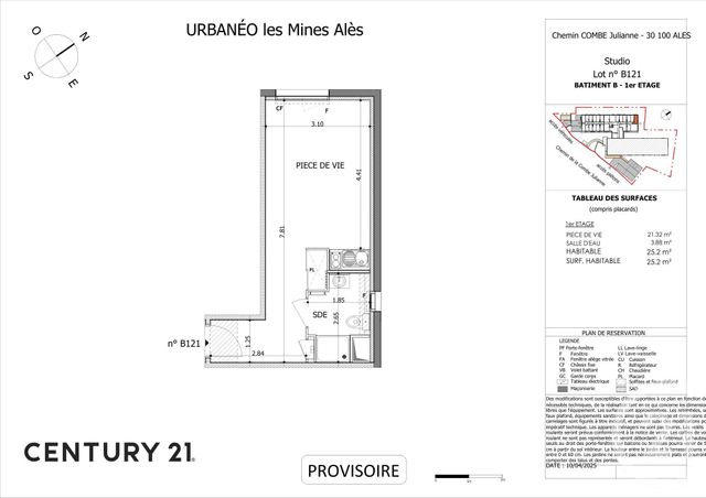 Appartement Studio à vendre - 1 pièce - 25.03 m2 - ALES - 30 - LANGUEDOC-ROUSSILLON - Century 21 Impact Immobilier