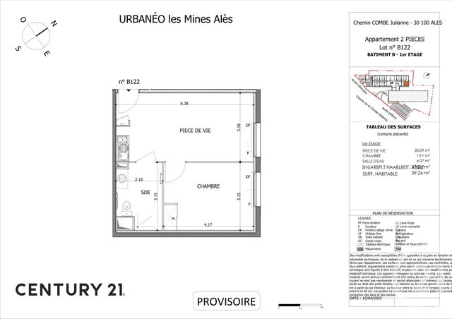 Appartement T2 à vendre - 2 pièces - 39.36 m2 - ALES - 30 - LANGUEDOC-ROUSSILLON - Century 21 Impact Immobilier