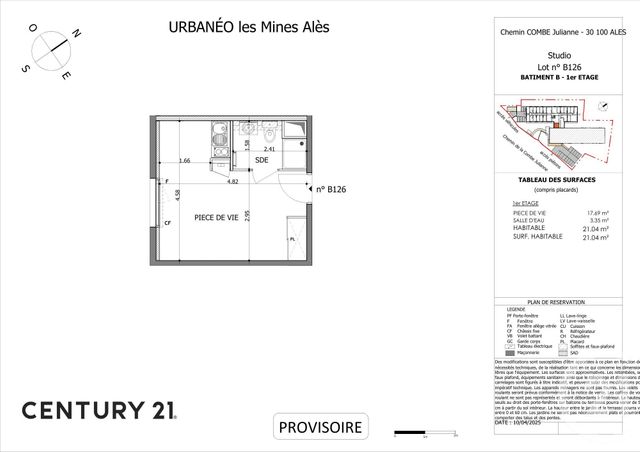 Appartement Studio à vendre - 1 pièce - 20.93 m2 - ALES - 30 - LANGUEDOC-ROUSSILLON - Century 21 Impact Immobilier