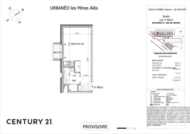 Appartement Studio à vendre - 1 pièce - 20.89 m2 - ALES - 30 - LANGUEDOC-ROUSSILLON - Century 21 Impact Immobilier