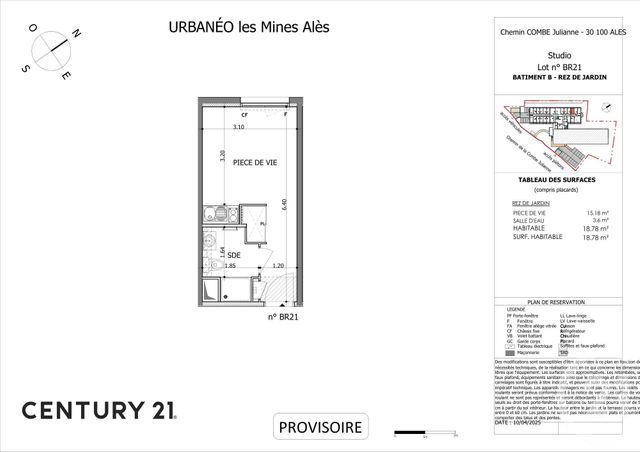 Appartement Studio à vendre - 1 pièce - 18.59 m2 - ALES - 30 - LANGUEDOC-ROUSSILLON - Century 21 Impact Immobilier