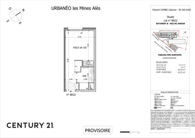Appartement Studio à vendre - 1 pièce - 18.6 m2 - ALES - 30 - LANGUEDOC-ROUSSILLON - Century 21 Impact Immobilier